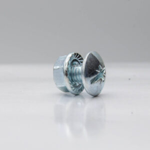 M6 x 16mm Tray Bolt & Serrated Flange Nut BZP