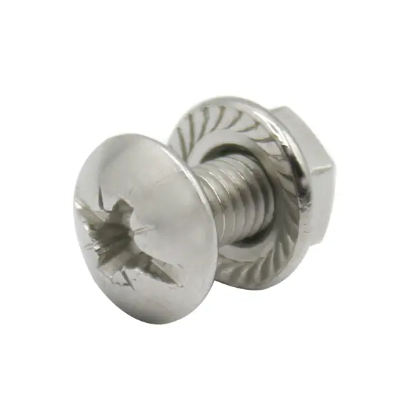 M6 x 16mm Tray Bolt & Serrated Flange Nut A4 Stainless Steel